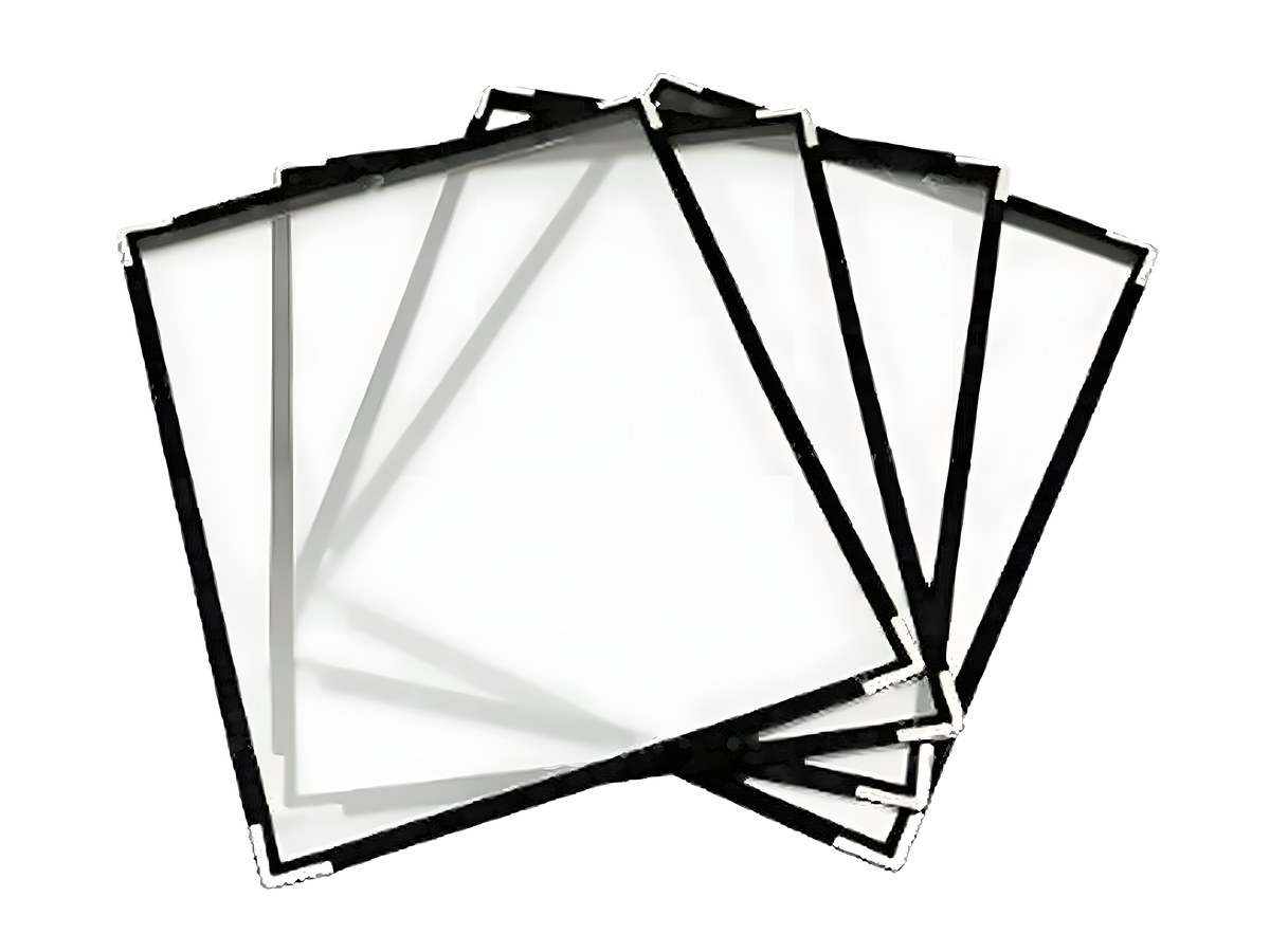 Aces Mark clear 8.5 x 11 inch menu covers with silver protective corners, 25-pack